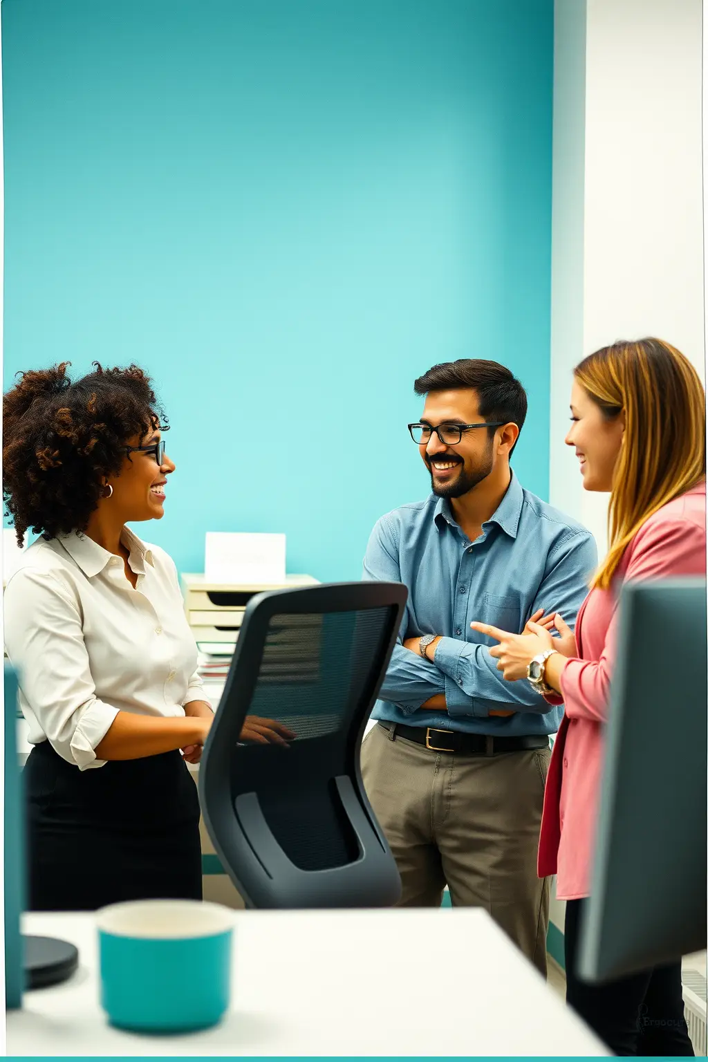 Healthcare team in clinical consultation with ergonomic assessment context