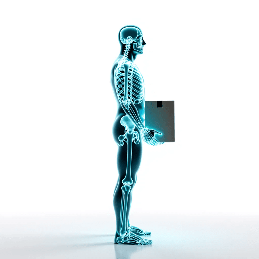 Teal anatomical reference for the method, with the assessed regions marked